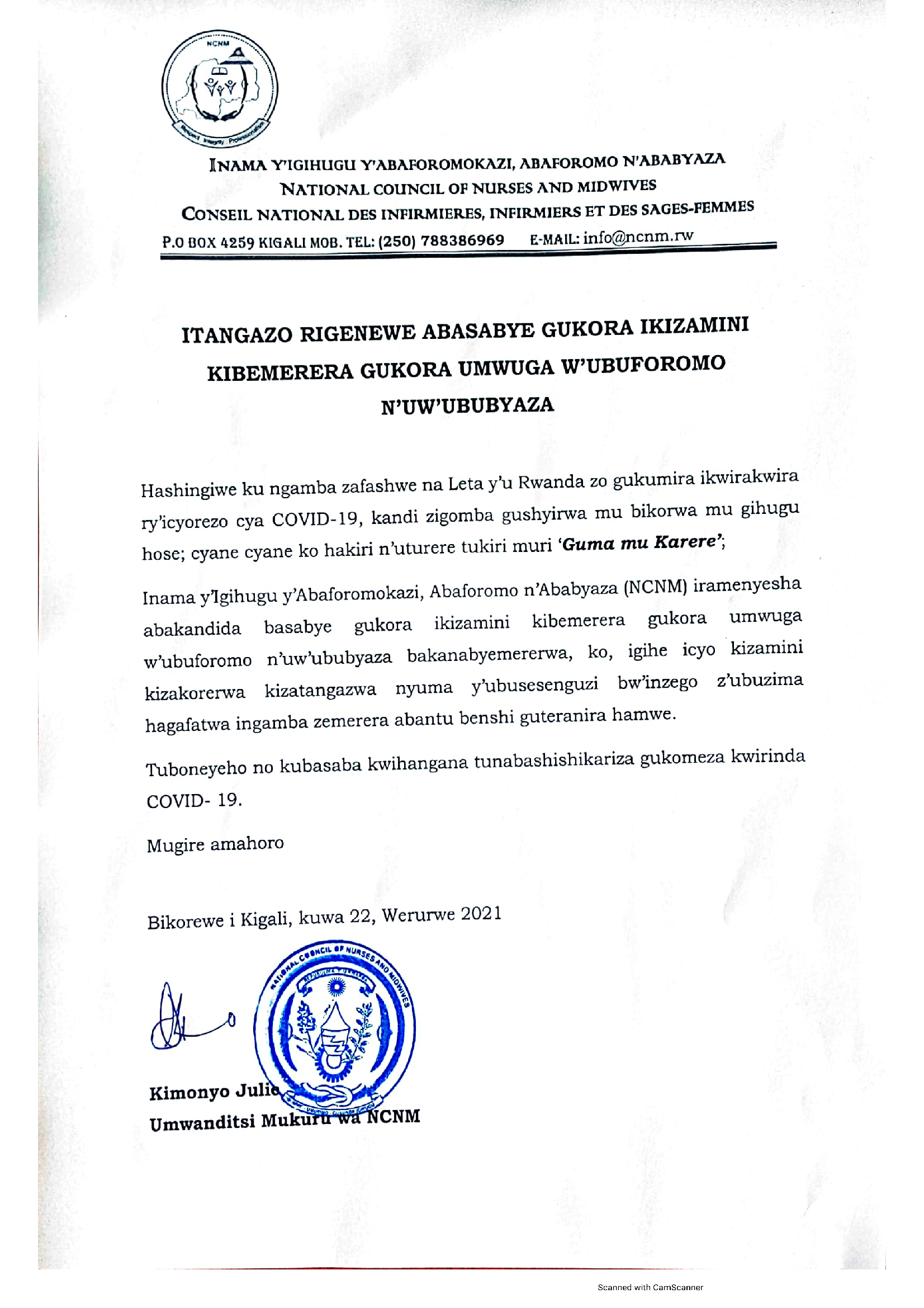 ITANGAZO 22 03 2021